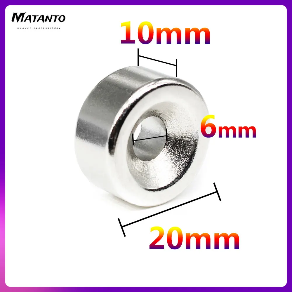 2/5/10/15/20PCS 20x10-6 Disc Rare Earth Neodymium Magnet 20*10 mm Hole 6mm Countersunk Round Magnets Strong N35 20*10-6