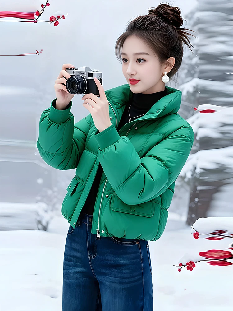 

Пышное хлопковое пальто Jaet, женское зимнее пальто для хлеба, теплый слинг, корейский свободный крой, длинный све, цвет на молнии