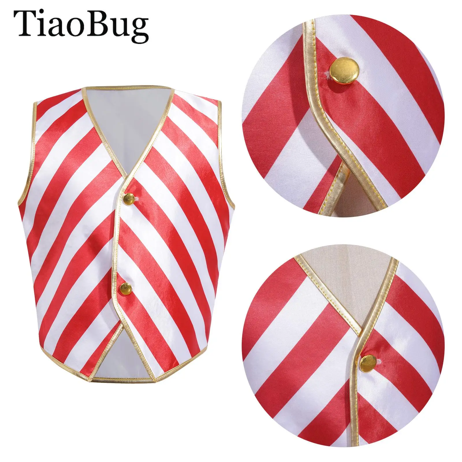 

Boys Christmas Candy Cane Striped Vest Sequin Santa Elf Vest Sleeveless Waistcoat New Year Party Jazz Dance Performance Jackets