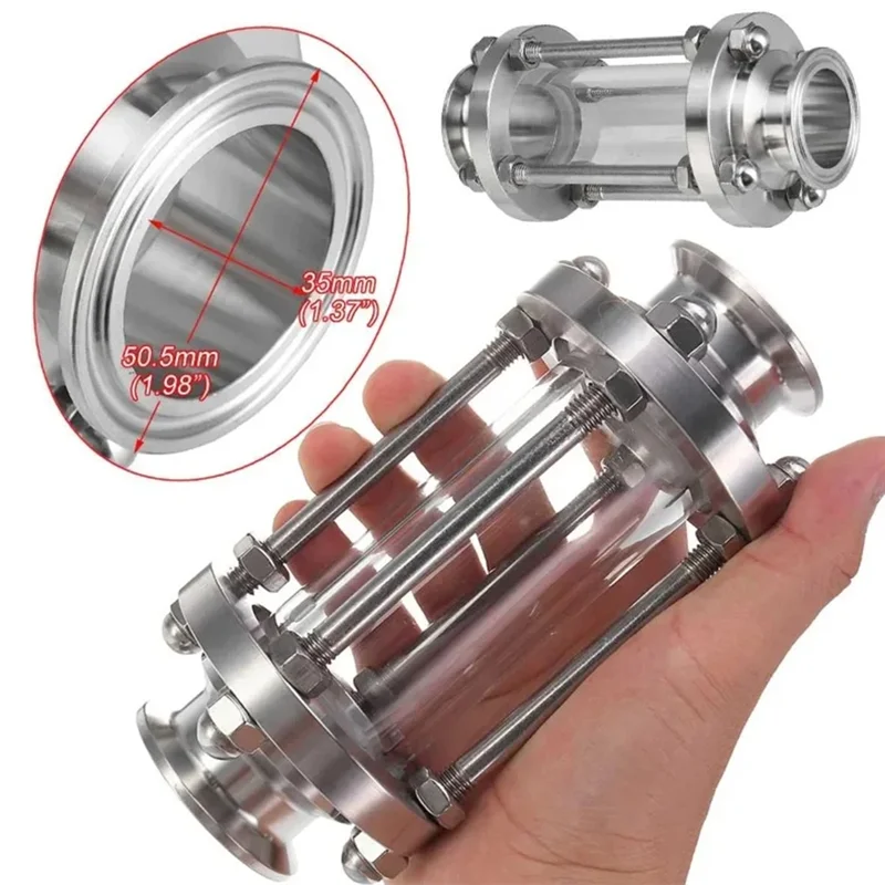 ABUL-1.5インチ トライクランプ フローサイトグラス 視度フィット 38mm パイプ外径 304 ステンレス鋼 ストレートパイプ サイトグラス