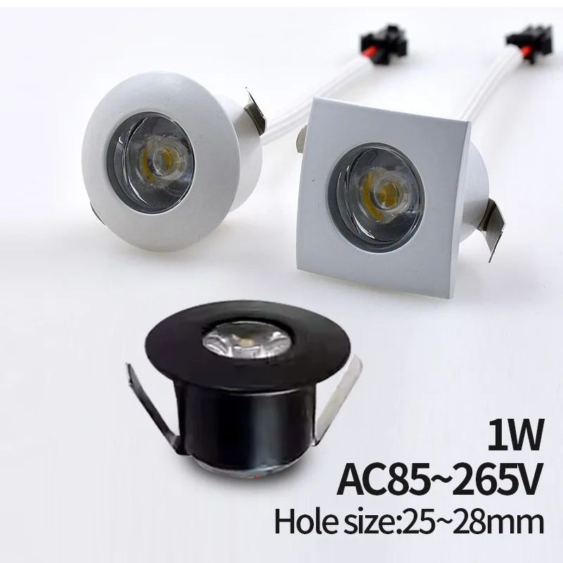 Small recessed ceiling LED spotlight downlight 1W 110V/220V, including driver, suitable for home display cabinets, store display