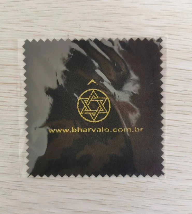 100pcs Customised Logo 8x8cm Black Silver Polishing Cloth Jewelry Cloths Printed With Golden Logo OPP Bags Individually Wrapped