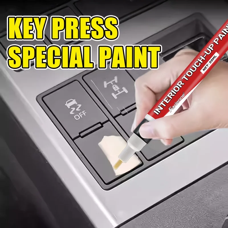 Car Key Paint Pen, Interior Scratch Repair, Plastic Paint Peel off Fix, Paint Pen, Suitable for Buttons, Dashboard, Sofa Seats