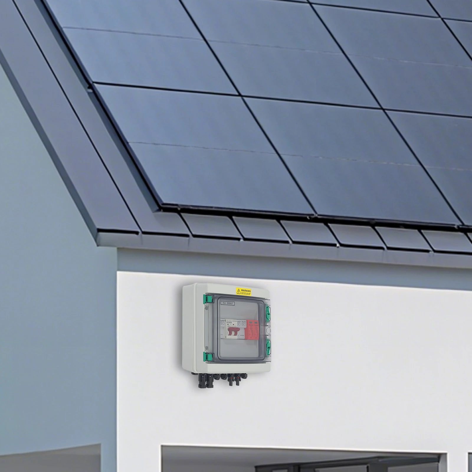 Solar PV Combiner Box Solar Combiner Box Switch DC500V/1000V Circuit Breaker Protector Schutz System Box 2-String 32A Verteilerkasten IP65 Wasserdichte Gehäuse Beleuchtung Schutz Feuerfest Fuses