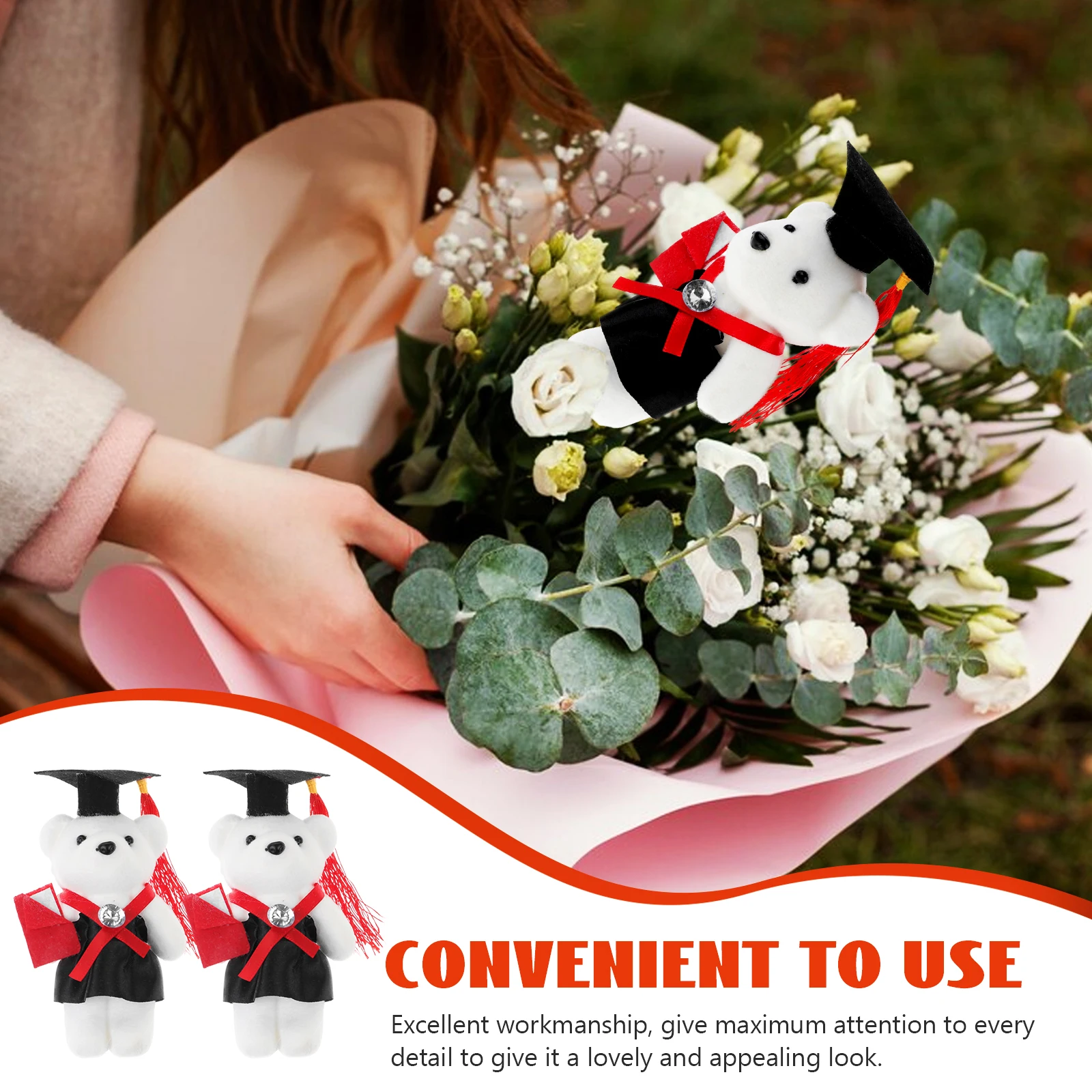 

8 Pcs Doctor Bear Bouquet Materials Cute Flower Decorations Wonderful Gift Graduation Chic Non-woven Fabric Party for Wall