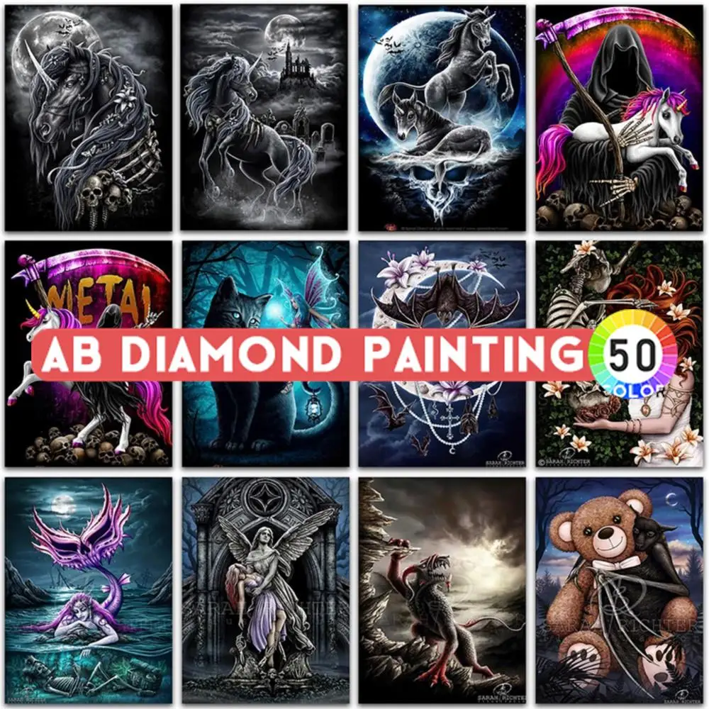 AB DIY Diamond Painting kit Dragon animals Cat unicorn Mermaid Full Square Round mosaic embroidery Cross stitch home decor Art