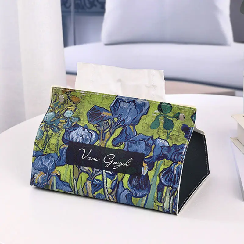 Sunflower Oil Painting Tissue Box Retro Household Napkin Paper Storage Box Tissue Holder Case