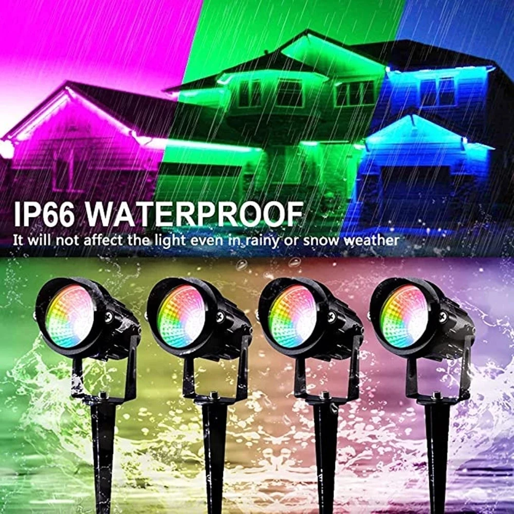 6W Smart Bluetooth RGB Landscape Light LED Garden Lamp Waterproof WIFI APP Control 16 Million Colors Outdoor Yard Lawn Spotlight