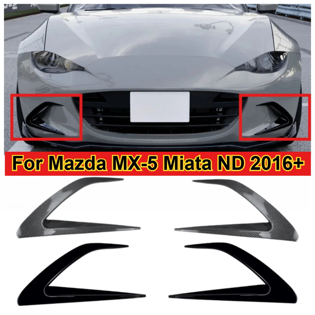 

Передний боковой задний бампер, нож ветра, ABS, глянцевая противотуманная фара, накладка, лезвие, накладка для Mazda MX-5 Miata ND 2016+, автомобильные аксессуары