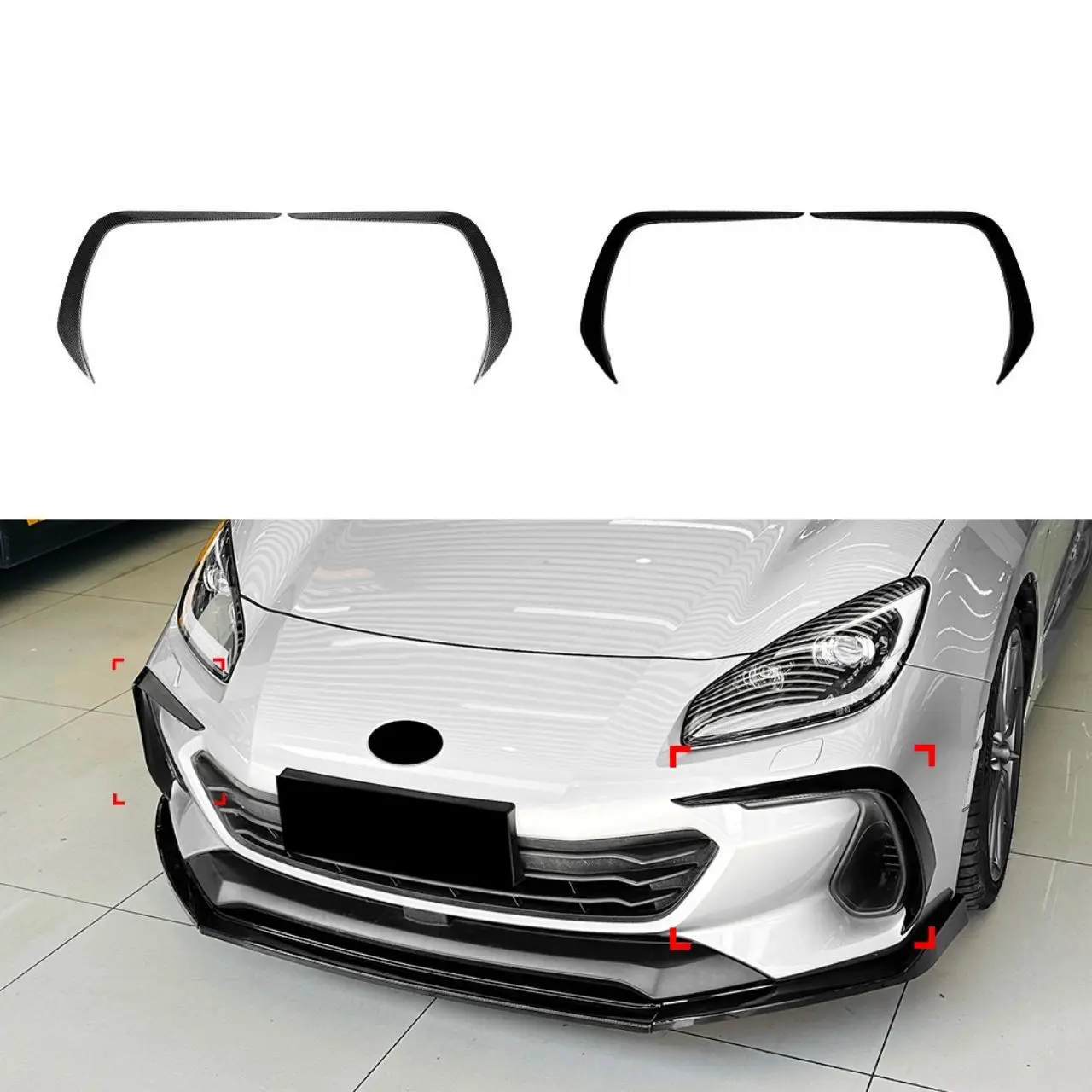 

Carbon Look Fog Light Air Vent Intake Cover For Subaru BRZ 2021-2025 Car Front Bumper Side Canards Spoiler Diffuser Splitter