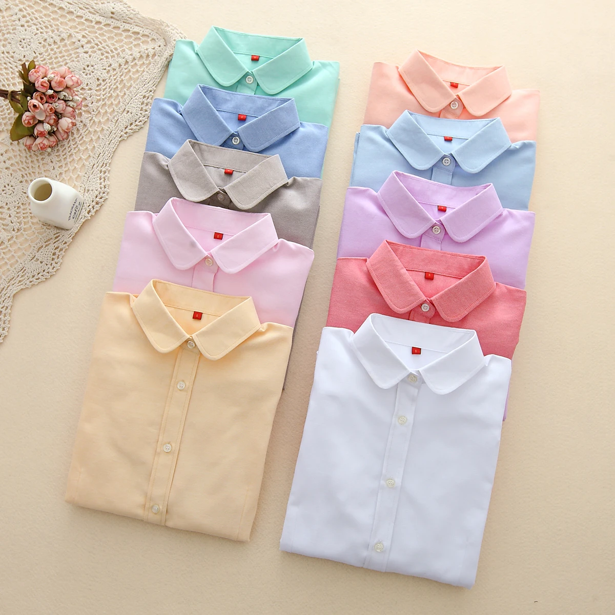 

Brand Women Blouse 2025 New Casual Long Sleeved Cotton Oxford White Shirt Woman Office Plus Size Shirts Blusas Feminine Blouses