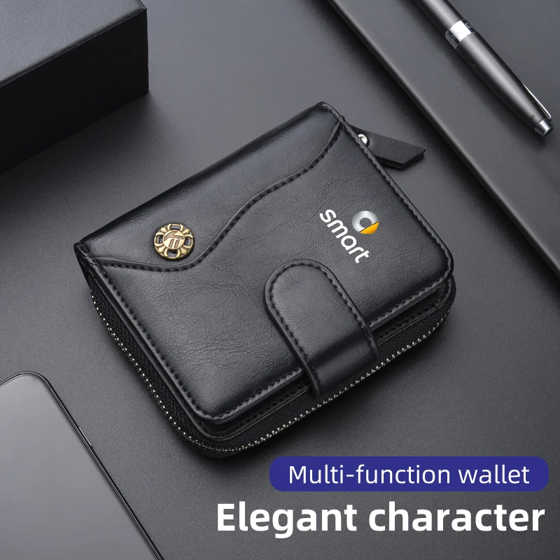 Car Logo Wallet Card Ticket Driver\'s License ID Storage Bag For Mercedes Benz Smart Fortwo 451 453 450 452 454 Roadster Coupe