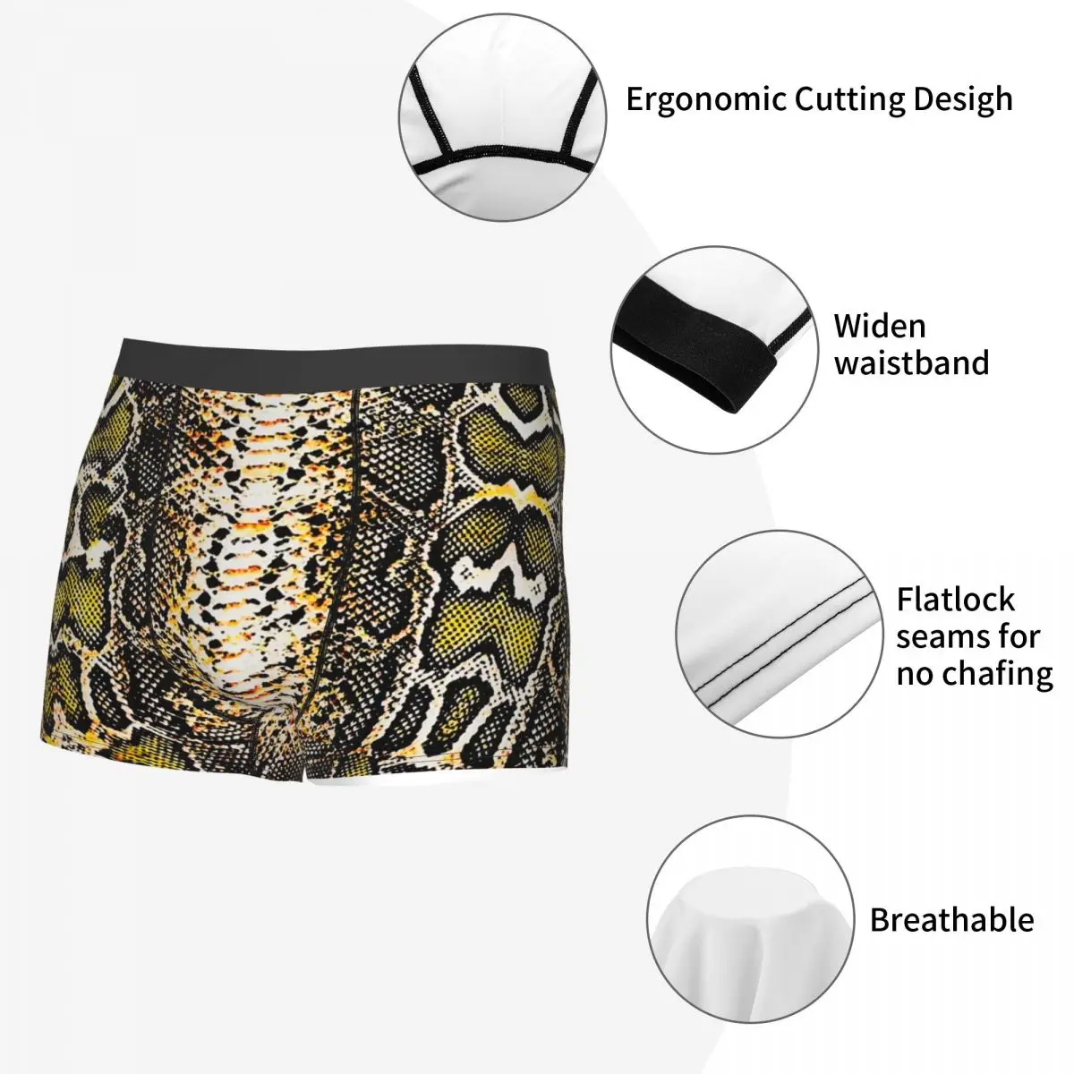Custom Snake Skin Print Underwear Men Stretch Snakeskin Animal Texture Boxer Briefs Shorts Panties Soft Underpants For Homme