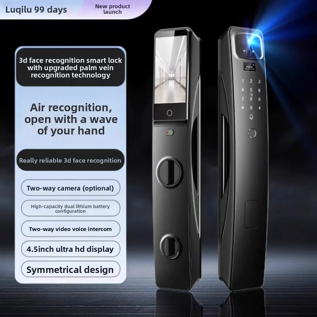 3D facial recognition monitoring fingerprint lock visual cat eye automatic anti-theft door electronic lock home intercom smart