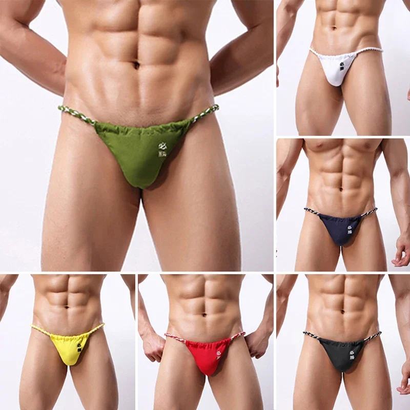 Sexy Mens Jockstrap Low Rise Underwear Japanese Wrestling Briefs Male T-Back Thongs Trunks Underpants Thongs G-String Homme Slip