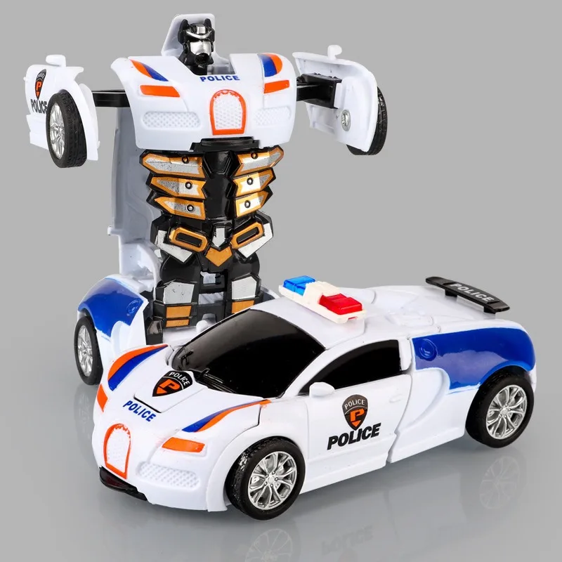 2-in-1-Ein-Tasten-Verformungsauto, Spielzeug, automatische Transformation, Roboter, Kunststoffmodell, Kollisionstransformung, lustige Druckguss-Spielzeug, Kindergeschenke