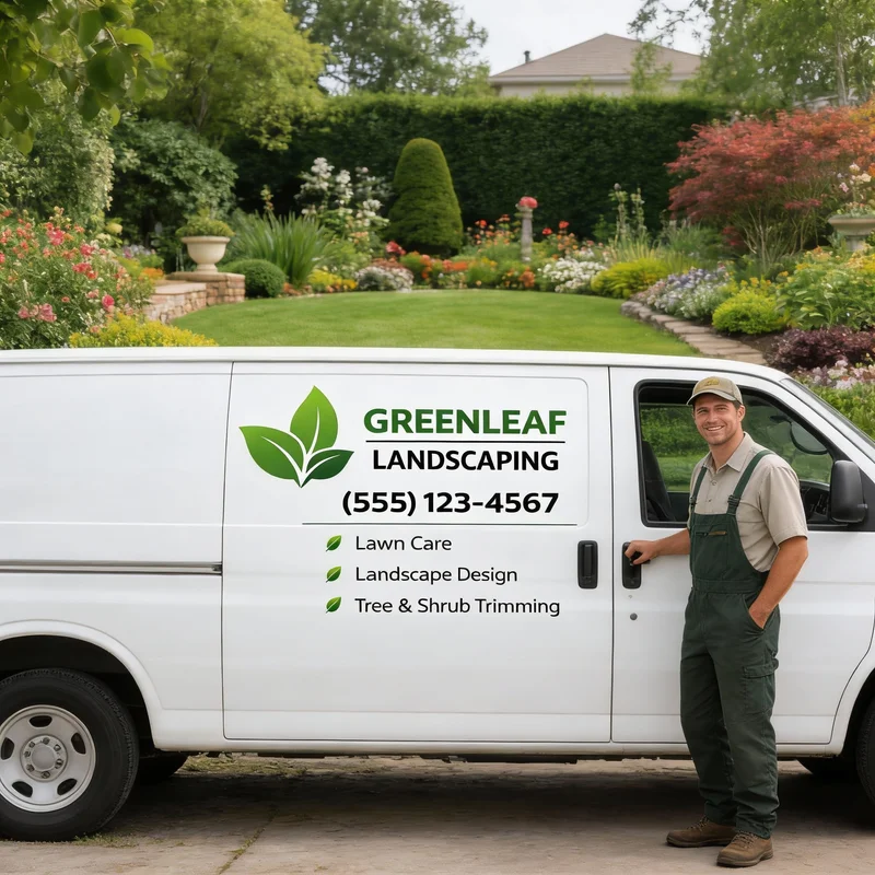 Custom Landscaping Business Car Sticker – Company Logo & Contact Info Vehicle Decal