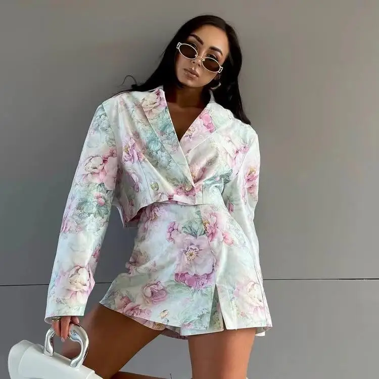 

Модный комплект из топа и юбки с принтом, брючная юбка с высокой талией, комбинированная длинная свеч, брюки на пуговицах, женская осенняя одежда