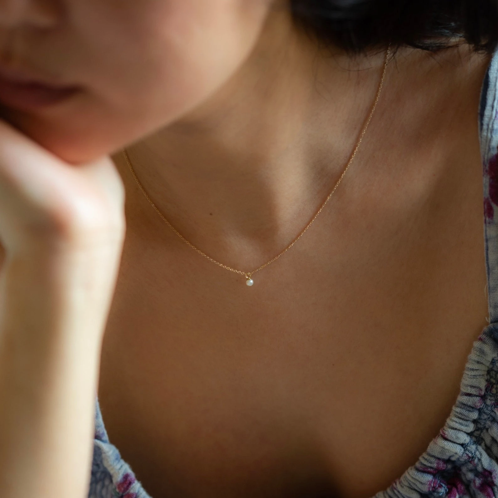 Mini Natural Pearl Pendant Necklace 14K Gold Filled Dainty Pearl Necklace Pearl Jewelry Tarnish Resistant Jewelry Gift for Women