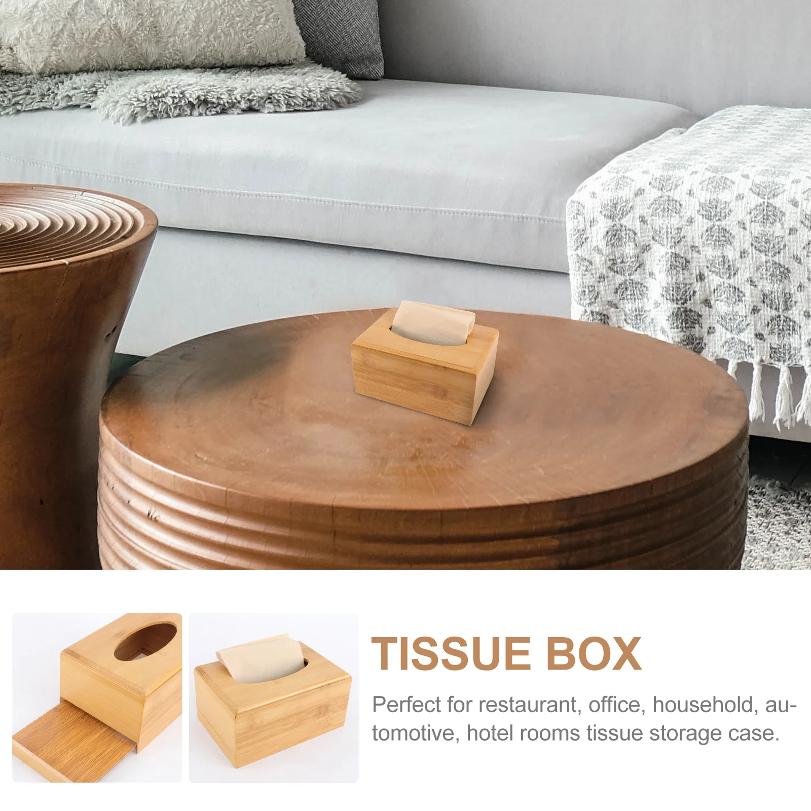 

1Pcs Wooden Tissue Box Khaki Minimalist Napkin Holder for Home Office Car Paper Container Wooden Tissue Box