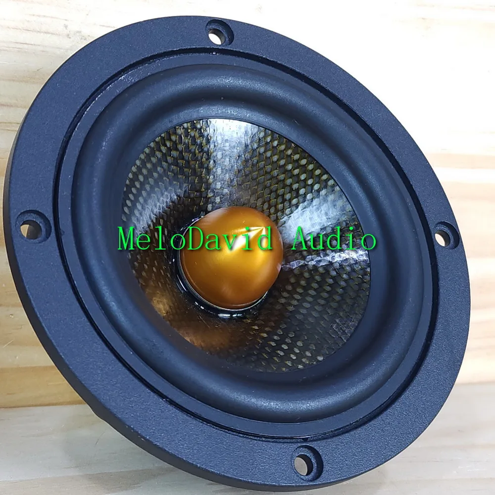 A Pair 2 Pcs  of MeloDavid 4 inch  FR4Nd   carbon fibre cone fullrange speaker woofer
