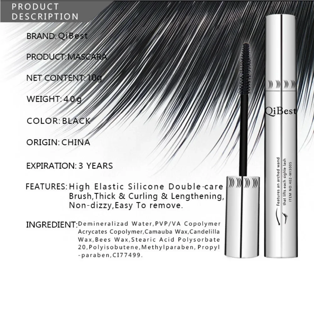 3D Waterproof Mascara Thick Curling Lengthening 4D Silk Fiber Eyelash Mascara Quick Dry No Sticking No Clumping Black Mascara