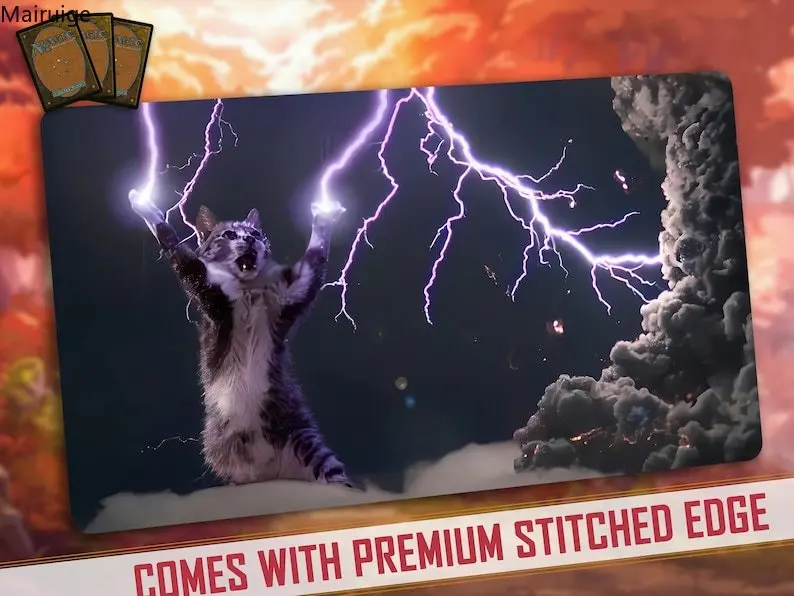 

MTG TCG trading card battle game pad inspired by Cat Lightning, 60x35cm anti slip and washable