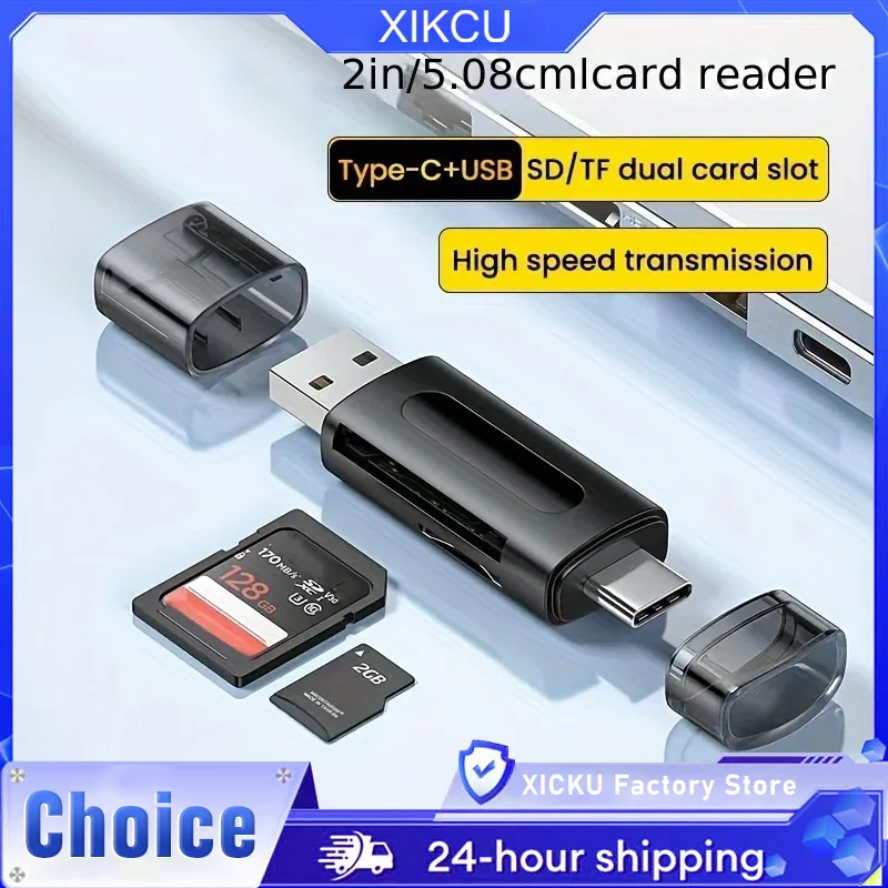 

4-in-1 Multifunction USB TYPE-C Card Reader External Storage Black Stretch for Memory Stick USB 2.0 Mini SD TF Card Reader