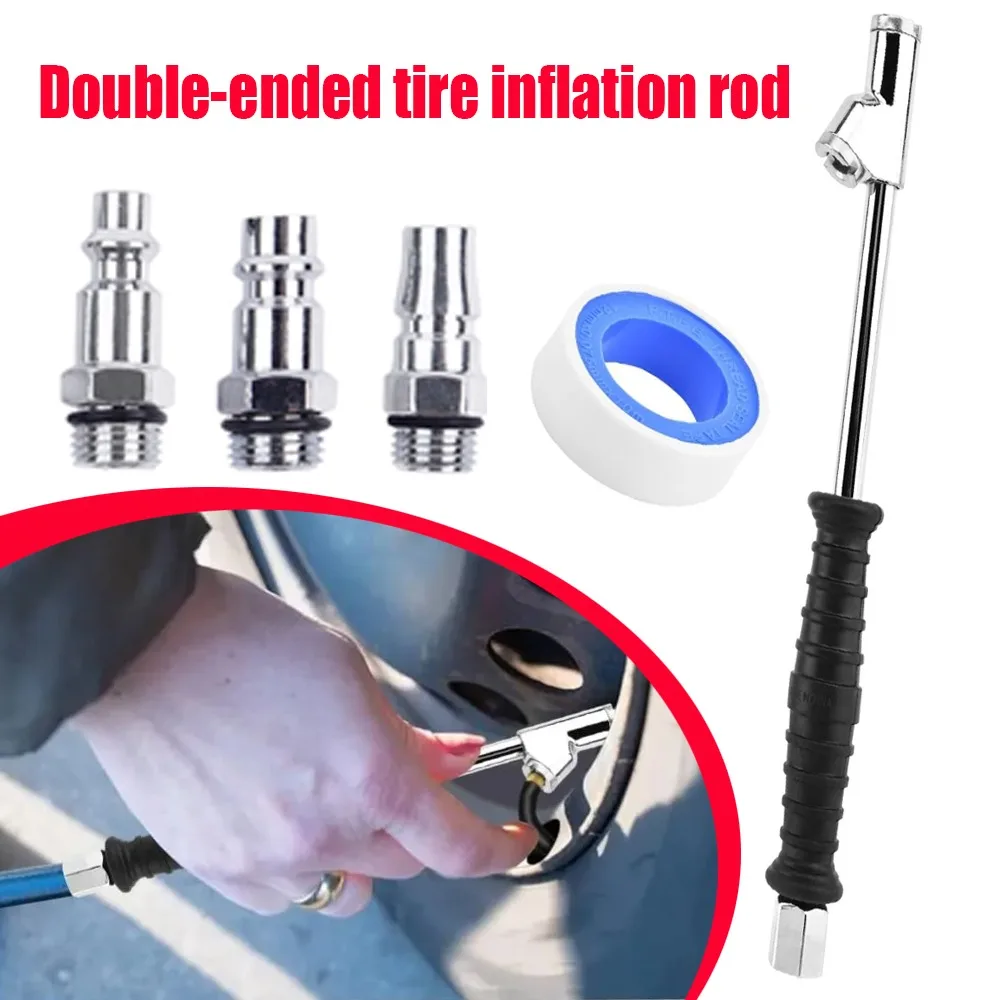 

Dual Air Tire Chuck Head Tire Inflation Rod Suitable For Cars Buses Tractors Deflation Valve Inflation Pressure Gauge Compressor