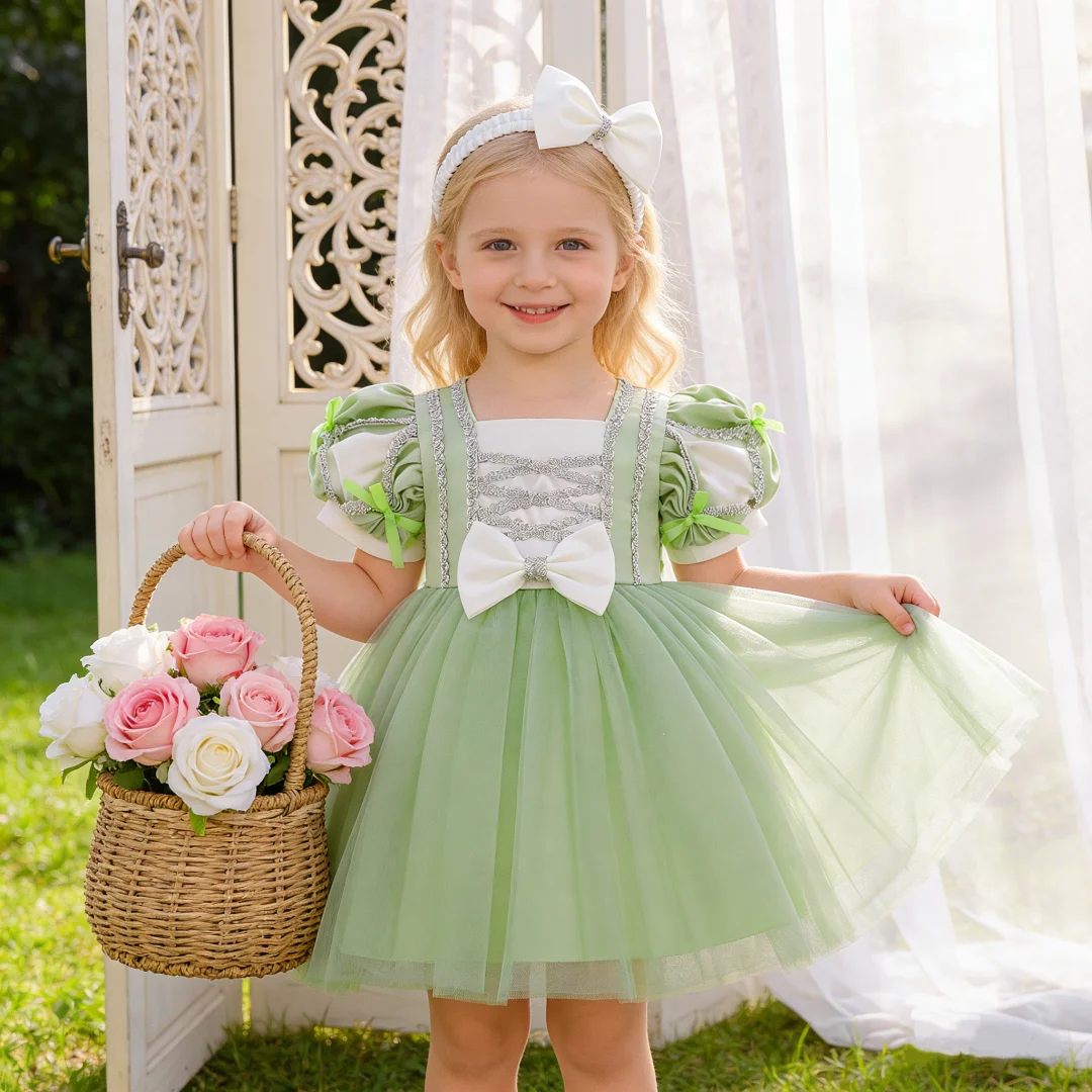 

Girls Snow White Tutu Party Dress Baby Yellow Big Bow Costume Toddler 2pcs Sets Carnival Fluffy Dress Girl Cinderella Clothes