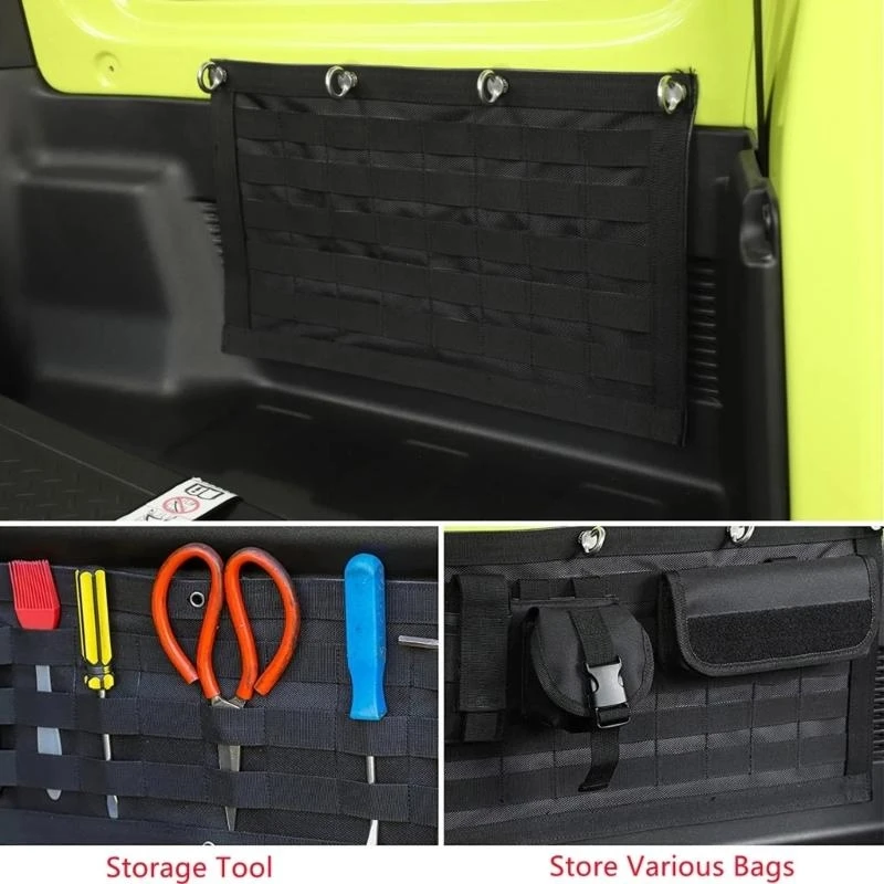 

hg89 Multifunctional Rear Trunk Parcel Shelf Load Shade Luggage Net Cargo Cover Storage Bag for Jimny JB64 JB74 Oxford Cloth
