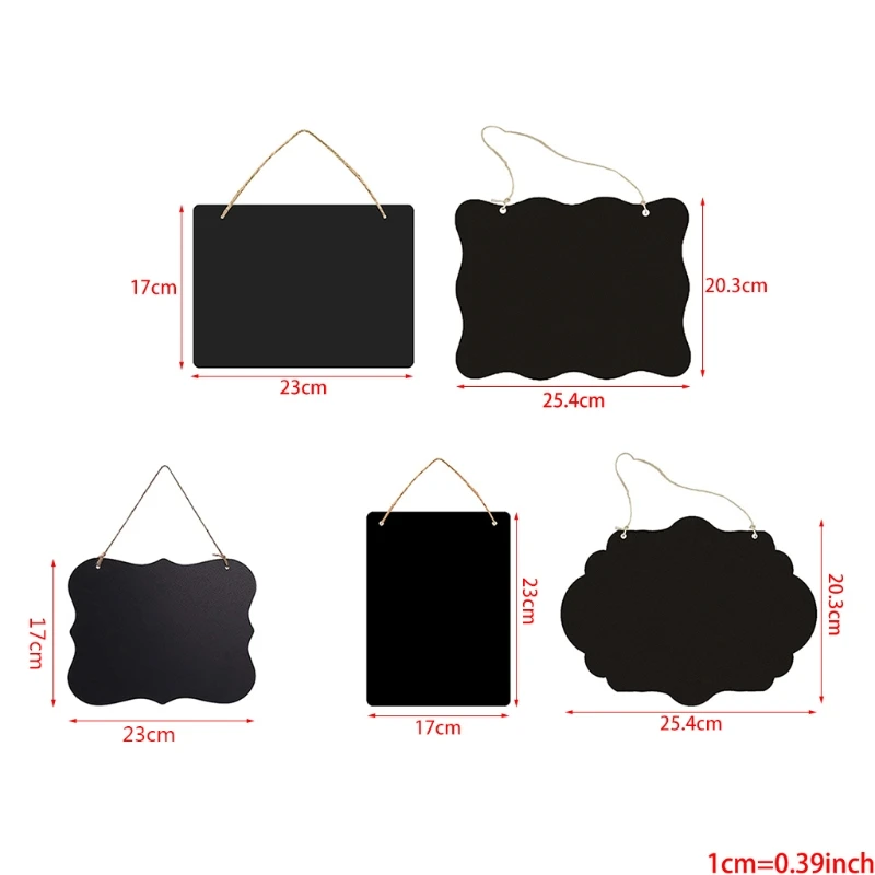 Double Sided Erasable Chalkboard Signs Small Message Board Hanging Blackboard Sign for Wedding Bakery Home Party D5QC