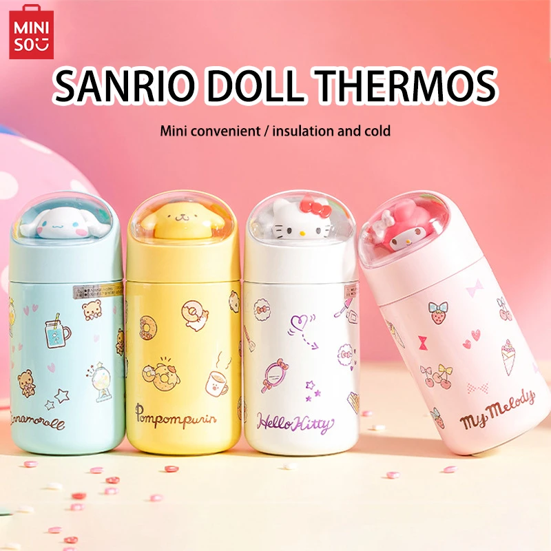 MINISO Sanrio Doll Thermos Water Cup Drinking  Mini Portable Thermal Insulation 304 Stainless Steel Childrens Birthday Gift