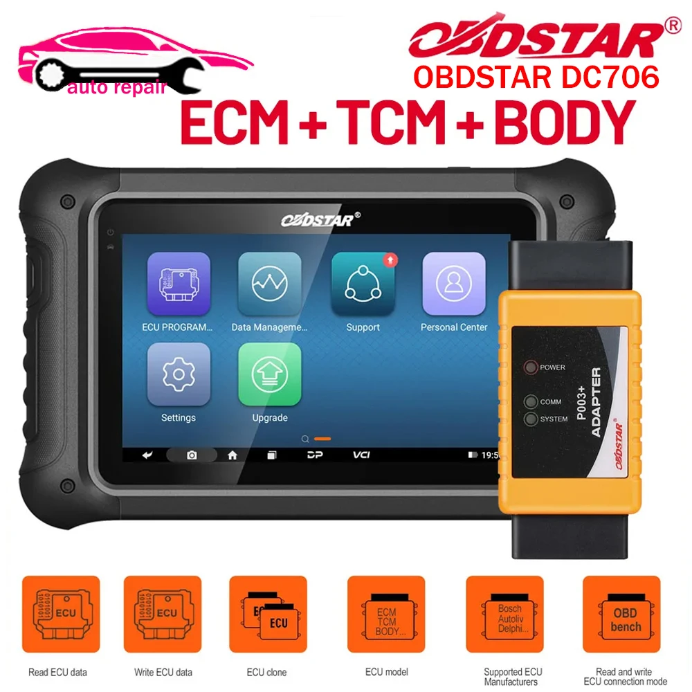 

OBDSTAR DC706 ECU Tool Full Version for ECM /TCM/ BODY/Clone by OBD or BENCH for Car and Motorcycle Plus P003+Adapter