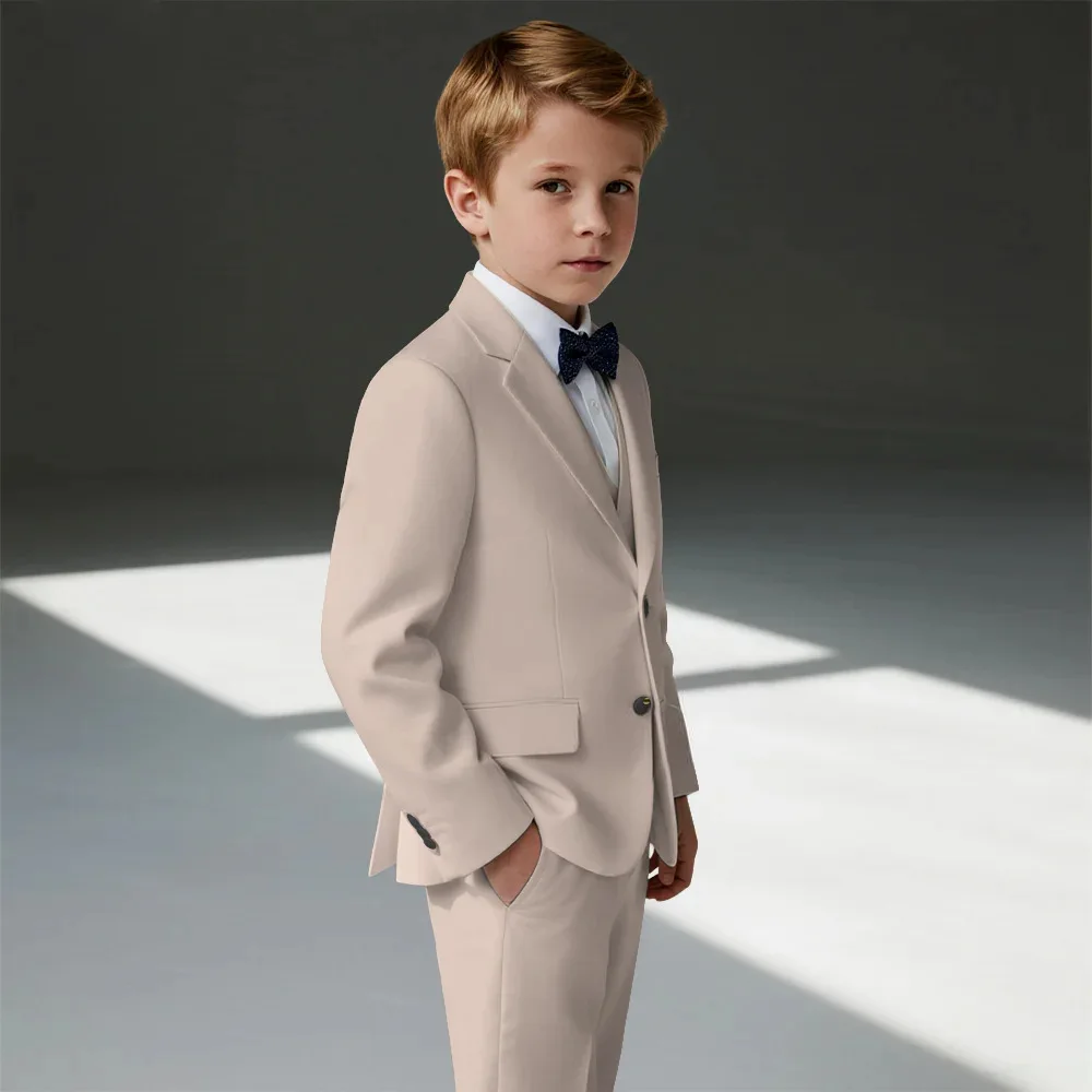 Boys Suit 3-Piece Jacket Vest Trousers Casual Fashion Wedding Birthday Gift Party Performance Teens Suit Tuxedo Size 2-16Y