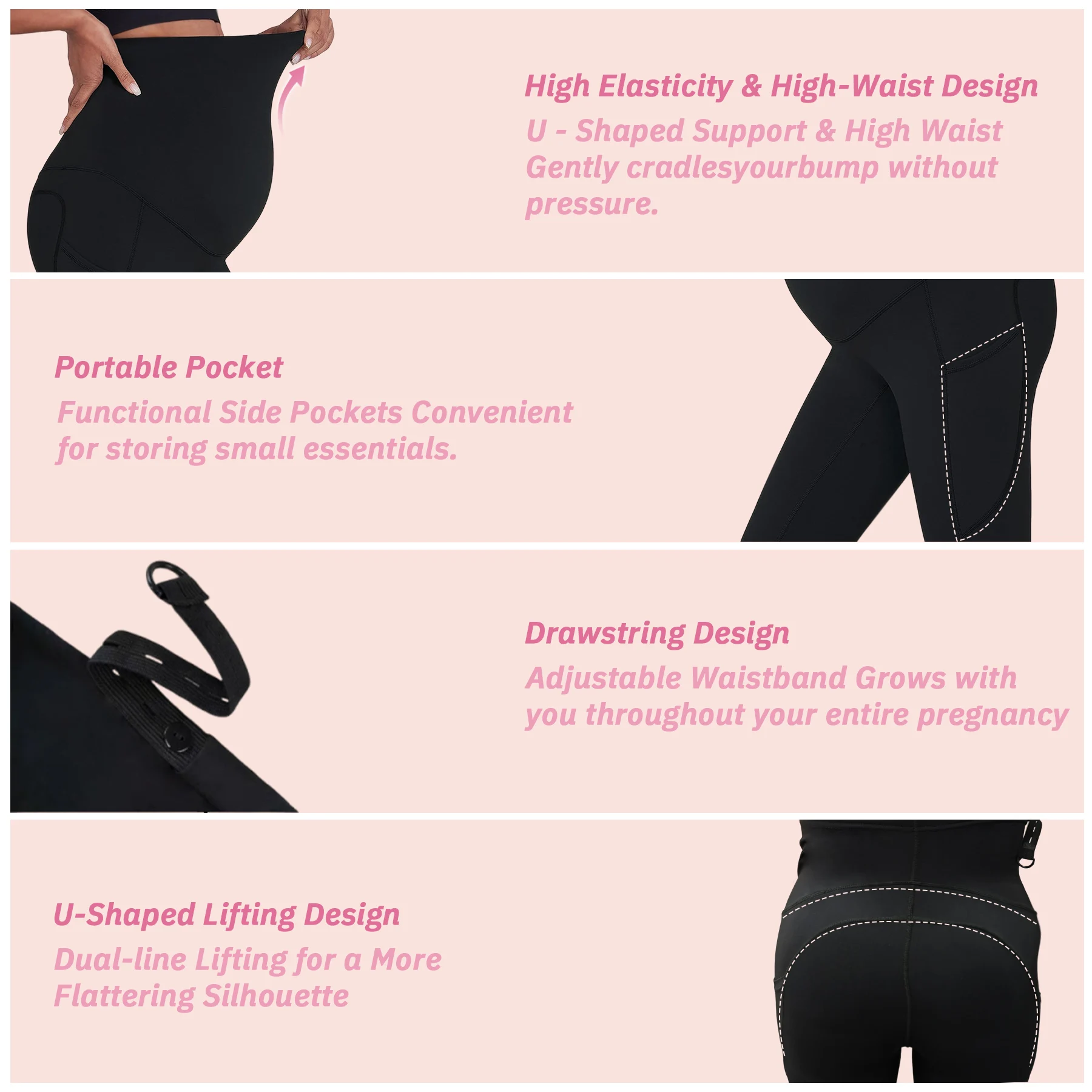 Maternity Shark Skin Pants Women Adjustable Belly Band Pocketed Yoga Workout Active Support Over Belly S-XL Leggings