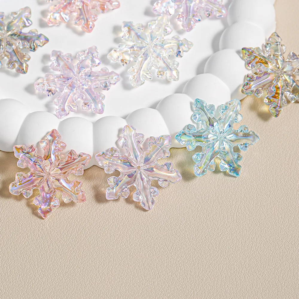 10 قطعة رقاقات الثلج الملونة الشفافة اليدوية فضفاض الخرز سلسلة هواتف محمولة المفاتيح معلقة الملحقات DIY المواد