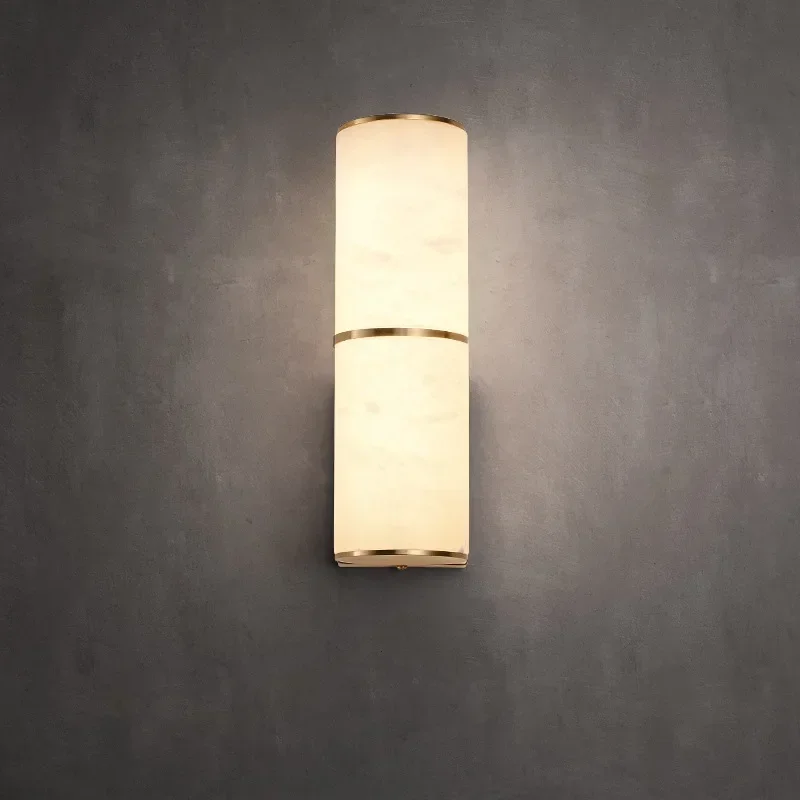 

Modern Natural Marble Alabaster Wall Lamp for Bedroom Bedside & Living Room - Indoor Copper Wall Light Decorative Lustre