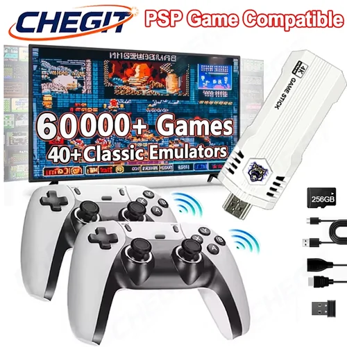 Nuevo 256G 60000 + juego X2 PRO Game Stick 4KHD consola de videojuegos 2,4G doble controlador inalámbrico 40 + simulador para N64/PSP/PS1/GBA