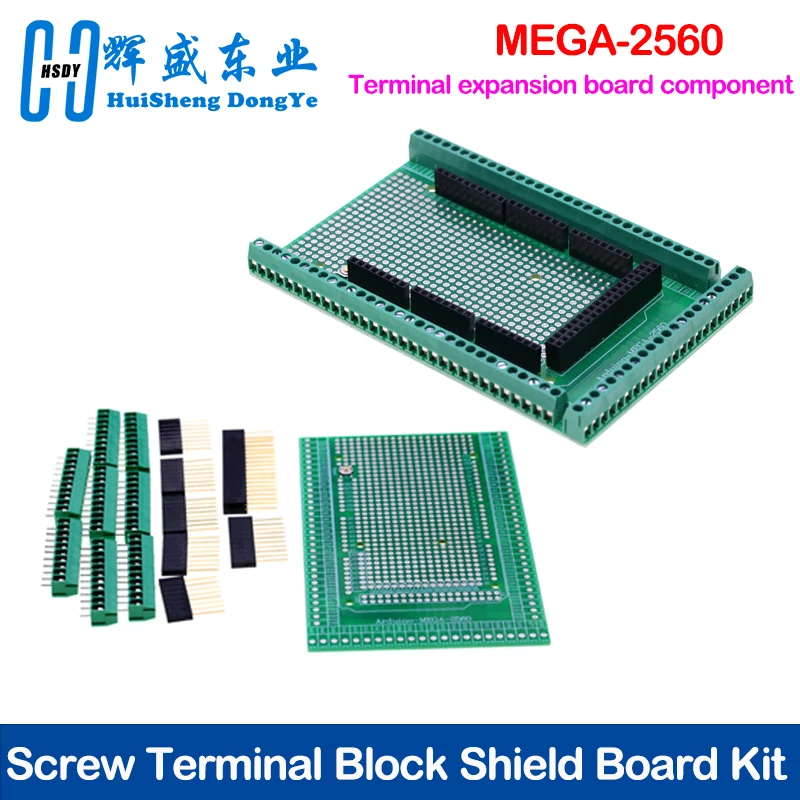 MEGA 2560 R3 Shield Board, Prototype Expansion Module with Screw Terminal Blocks & Double-Side PCB Kit
