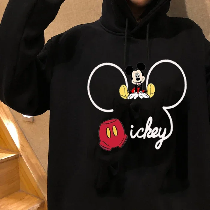 Kawaii Disney Mickey Mouse Hoodie Women Mickey Print Fleece Oversized Hoodie Loose Harajuku Hooded Clothing Sweatshirt Tops