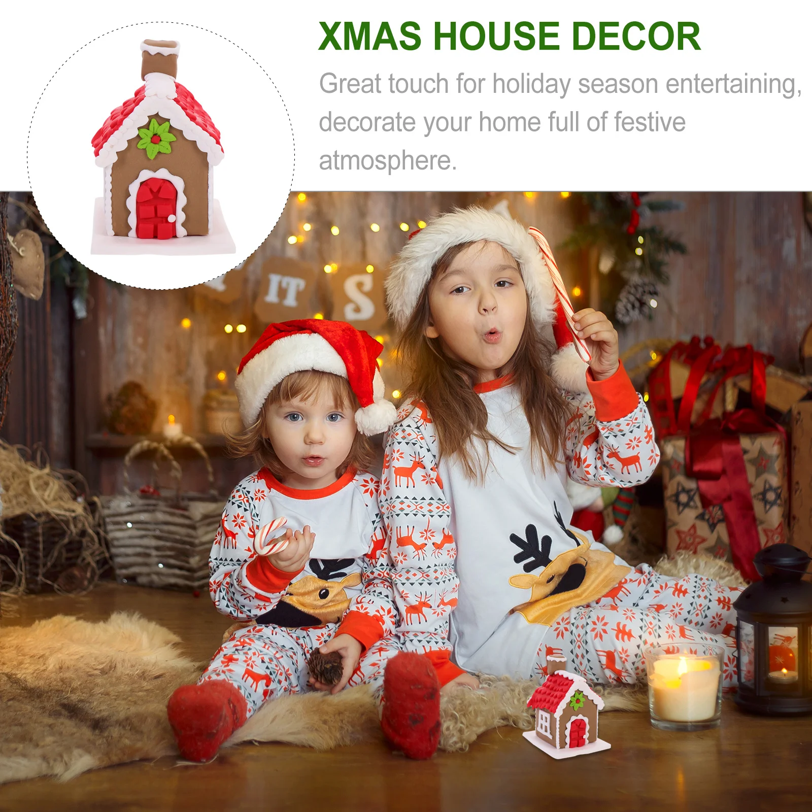 1Pcs Gingerbread Decoration Polymer Clay Christmas Ornament Xmas Candy Desktop Decor Cake Topper Festival Party