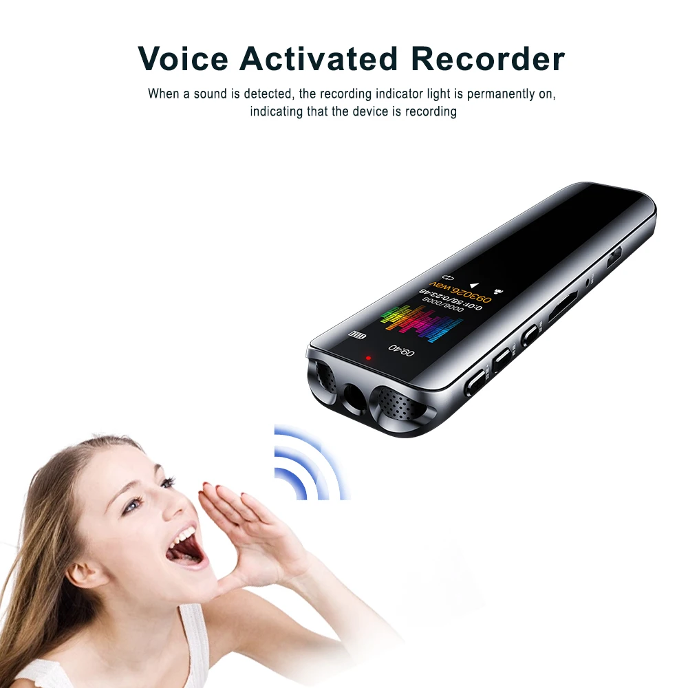 Vandlion V39 Pena Perekam Audio Digital Suara Diaktifkan Dictaphone Pemutar MP3 Pengurangan Kebisingan Layar TFT Warna-warni