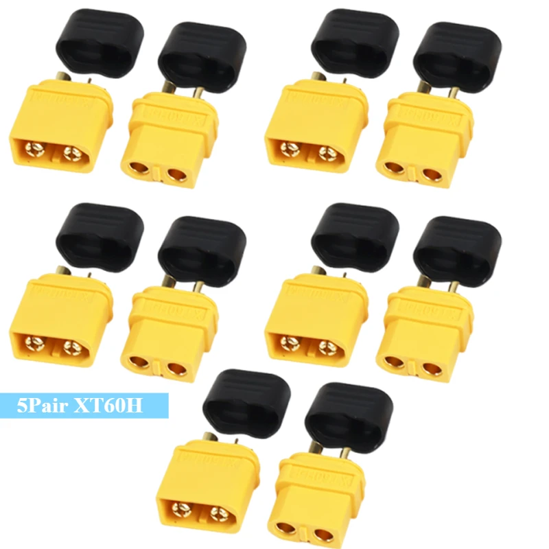 5Pair Adapter XT60H XT60 Upgrade Connectors XT60H Male Female Bullet Connectors Plugs with Sheath for Lithium Battery RC Planes