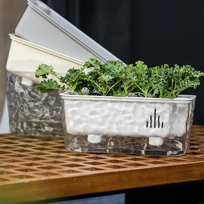 Automated Watering Flower Pot With Icy Design Viewable Structure For Home Garden 55KF