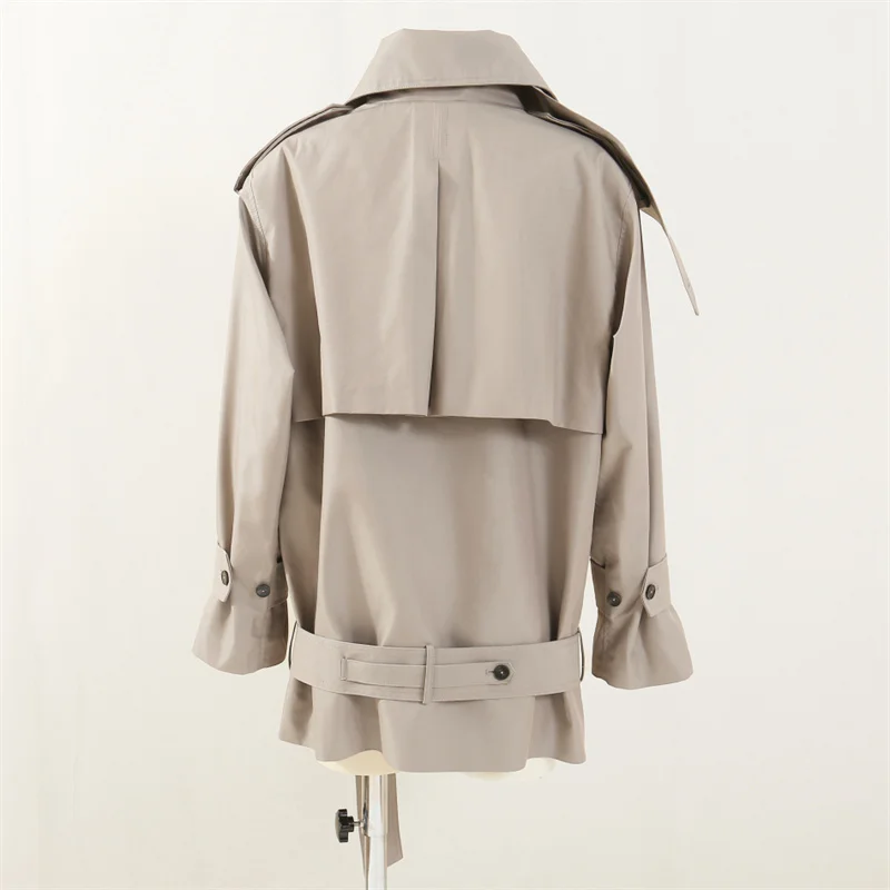 Women's windbreaker New autumn 2025 double breasted slim fit lapel long sleeved top Belt decoration women's jacket Women's coat