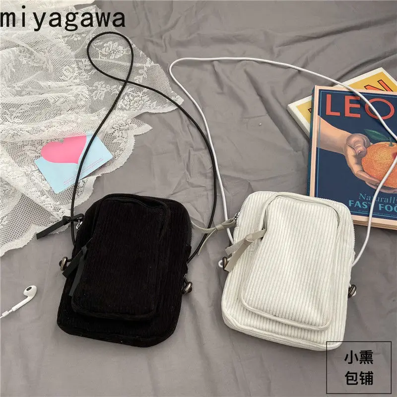 Miyagawa-Bolsa Crossbody de veludo versátil para meninas, uma bolsa de ombro, uma bolsa de ombro, mini bolsas macias, japonesas, coreanas, Instagram