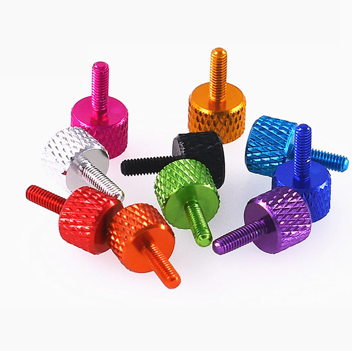 

5Pcs M2.5x8mm Colourful Thumb Screw Aluminum Alloy Flat Head Knurled Hand Tighten Bolts Computer Case DIY Parts