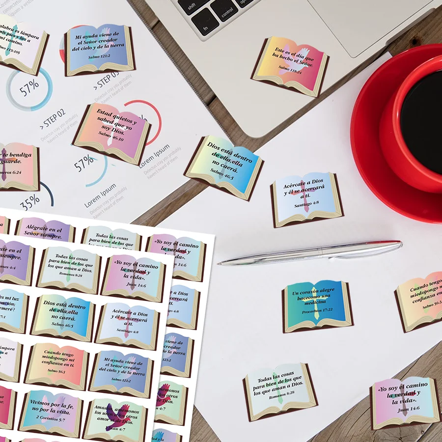 200 Pcs Spanish Inspirational Bible Verse Stickers - Colorful  Faith Decals for Gifts, Envelopes & Crafts.