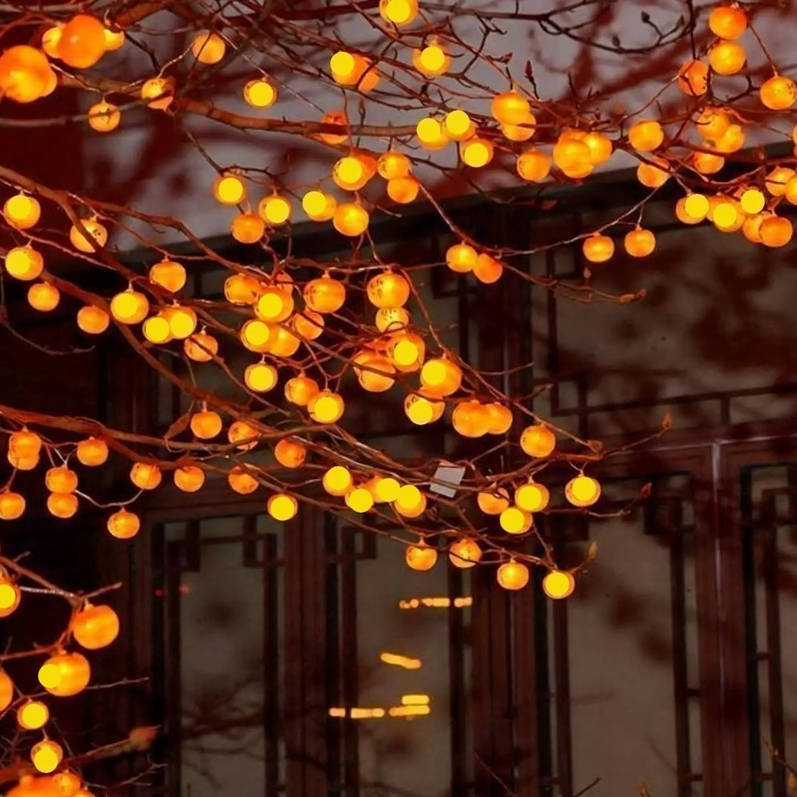 

Светодиодная гирлянда-фонарики в форме хурмы на медной проволоке, праздничное декоративное освещение для комнаты, спальни, украшения дома
